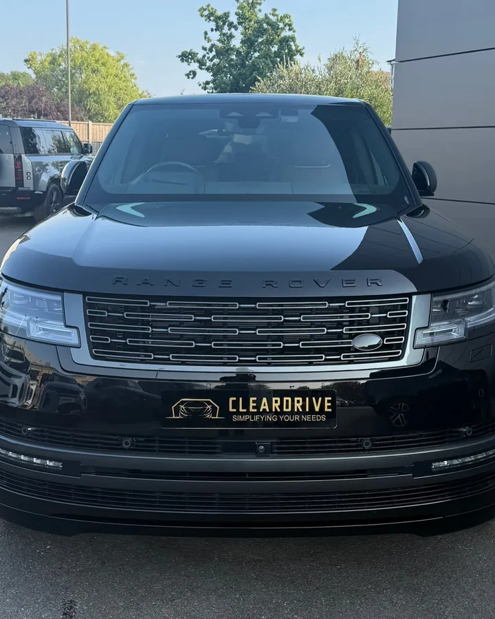 Black Range Rover with a Cleardrive plate surround